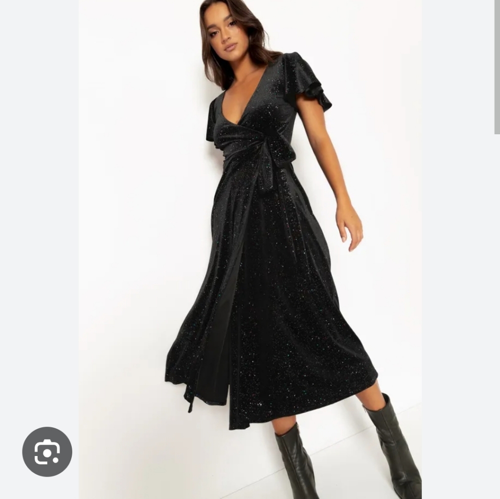 Blackmilk Black Glitter Wrap Dress
